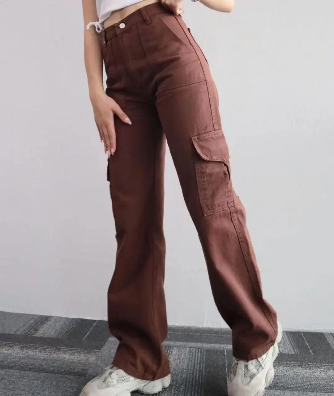 Pantalones ī Ƽ Ȧ Ķ , Pantalones de chandal de pierna ancha, Ropa de mezclilla Y2K con cordon